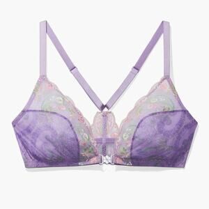 NWT Savage X Fenty Bohemian Paisley Embroidered Bralette Purple 1X